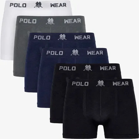Kit 6 Cuecas Polo Wear Boxer Masculina Sem Costura Original
