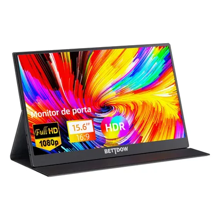 Monitor Portátil Gamer Bettdow 15.6'' Full Hd 60hz Ips Compatível 4k Preto 127/220v