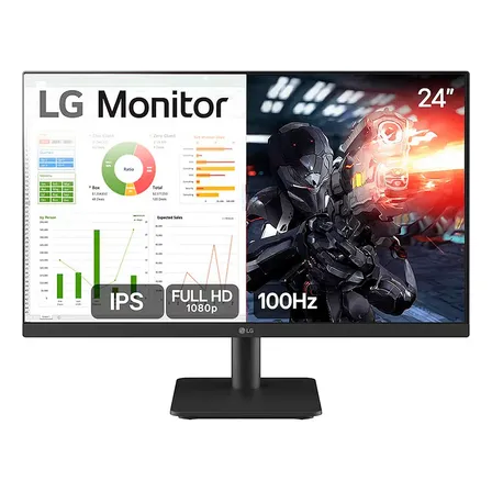 Monitor Gamer LG 24ms500-b 24ms Ips Fullhd 100hz Ajuste De Inclinação Negro Preto 127/220v