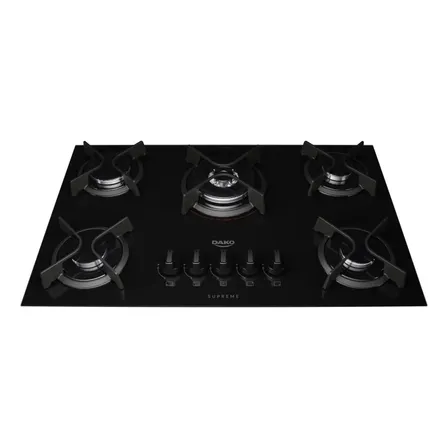 Cooktop 5 Bocas Dako Supreme Com Mesa De Vidro E Tripla Chama Preto Bivolt 127/220v