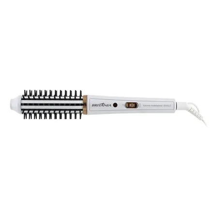 Escova Modeladora Britânia 2 Em 1 Branca Bec04 Bivolt Branco 127/220v