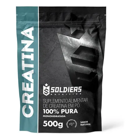 Creatina Monohidratada 500g Soldiers Nutrition 100% Pura Importada Alta Performance Músculo Treino Sem Sabor