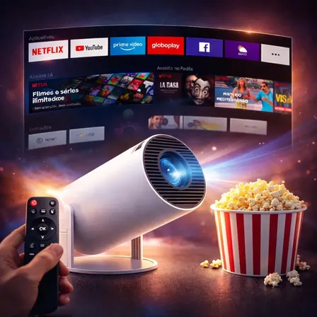Projeto Smart Portátil Tv Hd 4k Bluetooth Wifi Cor Branco Android 11.0 5g Cinema Em Casa Imagem Nítida Compatível Com Diversos Dispositivos Hy300 Com Controle Vlx 127/220v