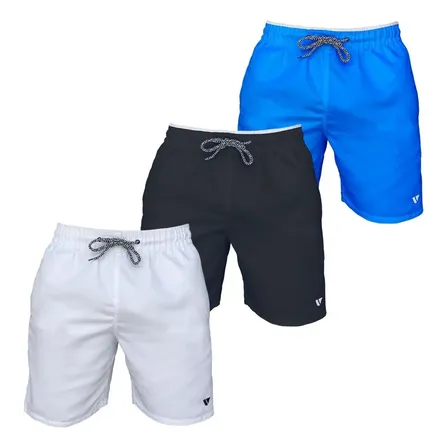 Kit 3 Bermudas Lisas Amarração Shorts Academia Treino Praia