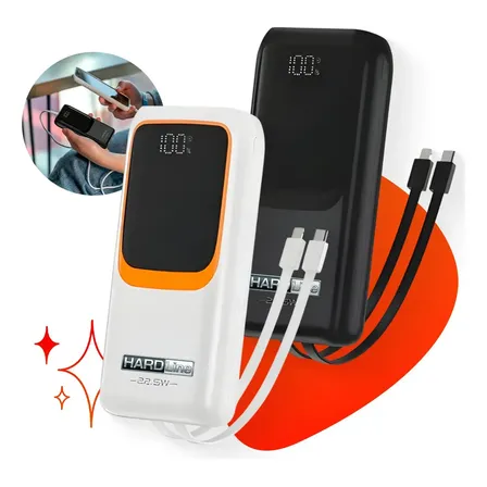 Carregador Portátil Power Bank Turbo 20000mah 22.5w Universal Para iPhone Samsung Motorlola Xiaomi Com Display Digital - Marca Hardline Preto Ou Branco Preto/branco