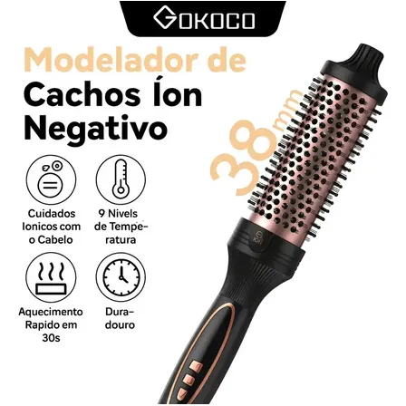 Escova Modeladora De Ions Negativosde 38mm/9 Ajustes De Temperatura,liso Oucacheado,secagem Rápida,tecnologia... Rosa 127/220v
