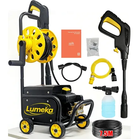 Lavadora De Alta Pressão Lumeka Xw80 Com Motor A Indução Lavadoras De Jato Elétricas Com Rolo De Mangueira Preto 220v 50hz/60hz